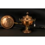 Antique Copper Tea Urn with Brass Fittings of Typical Form 17" high with an antique copper warming