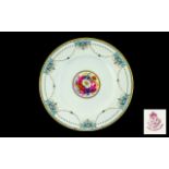 Royal Worcester Cabinet Plate Central Hand Painted Spray Of Flowers, Signed E Barker, circa 1933