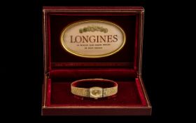 Ladies Longines Watch in original box. Watch with gold plated bracelet strap. Please see images.