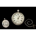 J G Graves of Waltham Key Wind Open Faced Silver Pocket Watch Lever Movement with key.