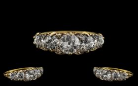 Antique Period Wonderful Quality 18ct Gold 5 Stone Diamond Set Ring gallery setting.