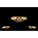 18ct Gold Single Stone Diamond Set Ring Gypsy Setting - marked 18ct, semi cushion cut. Est 0.15 pts.