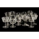 Two Sets of Sundae Glasses both with etched decoration comprising of two sets of eight.