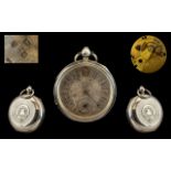 Victorian Period Fine Quality Solid Silver Open Faced Key Wind Pocket Watch - features a silver
