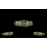 Antique Period 18ct Gold Attractive 5 Stone Opal and Diamond Set Dress Ring gallery setting.