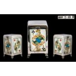 Edwardian Period Novelty Nice Quality Sterling Silver Hinged Playing Cards Holder in Cabinet Form -