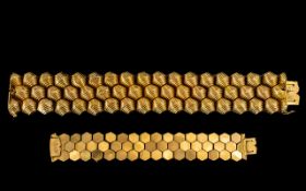 Italian High Fashion 1960's 18ct Gold Wide Banded Bracelet - marked 750 - 18ct.