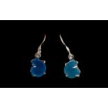 Blue Chalcedony Drop Earrings, each having a single 2.