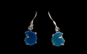 Blue Chalcedony Drop Earrings, each having a single 2.