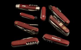 8 Vintage Swiss Army Knives - and other makes.