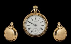 Waltham Pocket Watch - screw back gold plated pocket watch. Stops and starts.