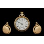 Waltham Pocket Watch - screw back gold plated pocket watch. Stops and starts.