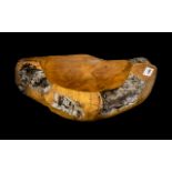 Naturalistic Burr Wood Root Bowl with knarled sides. 16" diameter.