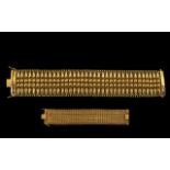 Italian 1960's 18ct Gold Woven Superb Quality Archaeological Revival Style Wide Banded Bracelet -