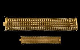 Italian 1960's 18ct Gold Woven Superb Quality Archaeological Revival Style Wide Banded Bracelet -