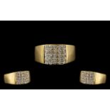 18ct Gold Attractive and Nice Quality Diamond Set Dress Ring - the diamonds of commercial white