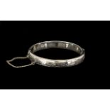 Silver Bangle, Fully Hallmarked. Hallmarked for silver, with safety chain.