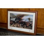 A Large Military Print depicting The Battle of Rorkes Drift in all its Heroic action with display