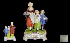 Dresden - Early 20th Century Hand Painted Porcelain Figural Group - Yardleys Old English Lavender