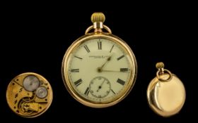 American Watch Company Waltham Nice Quality 14 ct Gold Plated Keyless Open Faced Pocket Watch -