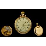 American Watch Company Waltham Nice Quality 14 ct Gold Plated Keyless Open Faced Pocket Watch -