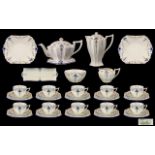 Shelley Fine Quality 1930's 49 Piece Tea / Coffee Service 'Blue Iris' pattern no. 11561.