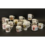 Collection of Royal Commemorative Mugs eleven in total, comprising King George & Queen Mary,