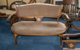 Mahogany Settee, Edwards and Parlour upholstered back, with open arms on cabriole legs,