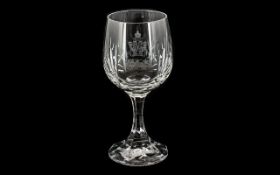 Cut Glass Wine Glass with an engraved Royal Lytham and St Annes Golf Club Crest.