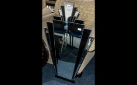 Art Deco Style Mirror. Vintage style Art Deco wall mirror in fan shape with black and mirrored