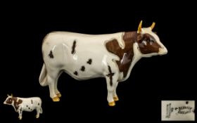 Beswick Farm Animal Figure ' Ayrshire Bull CH '' Whitehill Mandate, Second Version. Model No