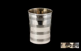 George III Nice Quality Early Sterling Silver Beaker - with rubbed band decoration to body.