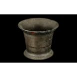 Antique Bronze Mortar of Plain Form. Wide flared neck, height 5", diameter 6.25 inches.