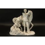 Horse & Rider Figure Russian 1970s figure of white horse and rider. Please see images.