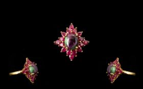 Ruby Zoisite and Ruby Cluster Ring, a 4.
