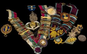 Masonic Interest Masonic medals and ribbons to include, silver medals, lots of enamel.