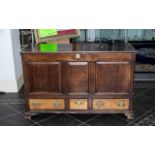 Late 18thC Lancashire Oak Mule Chest Hinged Top With Internal Candle Box, Above A, Panelled Front