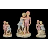 German 19thC Excellent Quality Large Bisque Figure Pair of Young Bathers on the Beach.
