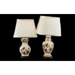 A Pair of Masons Table Lamps raised on octagonal wooden bases.