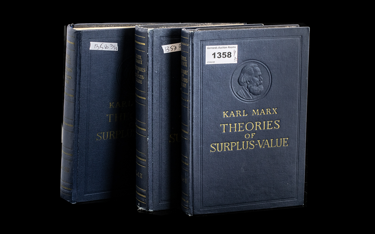 Late 1960's printing of Karl Marx Theories of Surplus-value book in three volumes.