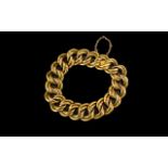 Antique Period 18ct Gold Double Curb Hollow Bracelet with Safety Chain - excellent rich colour.