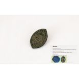 13th-14th Century AD. A Medieval Bronze Vesica Shaped Seal Shaped Personal Seal, With A Central
