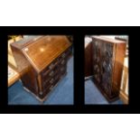 Small Georgian Mahogany Bureau Bookcase with an astral glazed top with dental moulded cornice,