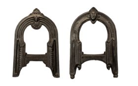 19th Century Fine Pair of Painted Cast Iron Fireplace Boot Scrapers in near original condition.