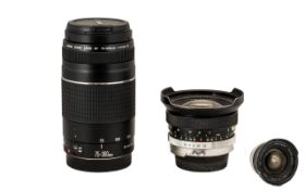 Two Camera Lenses Comprising Canon Zoom Lens EF 75-300mm 1:4-5.6 III & Soligor Wide-Auto 1:3.