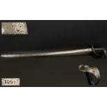 British 1885 Pattern Cavalry Sword. Marked WD with arrow, crown over. S12 - 12/87. Length 100 cm.