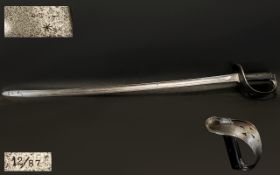 British 1885 Pattern Cavalry Sword. Marked WD with arrow, crown over. S12 - 12/87. Length 100 cm.