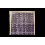 Stamp Interest - Complete Full Sheet GB 1946 KGVI Victory Stamp 3 Pence. 120 Stamps.