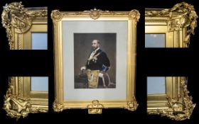 Masonic Interest - A Very Impressive 19th Century Gilt Frame depicting in each corner the