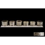 Silver Napkin Rings - three pairs of matching silver napkin rings all fully hallmarked for silver.